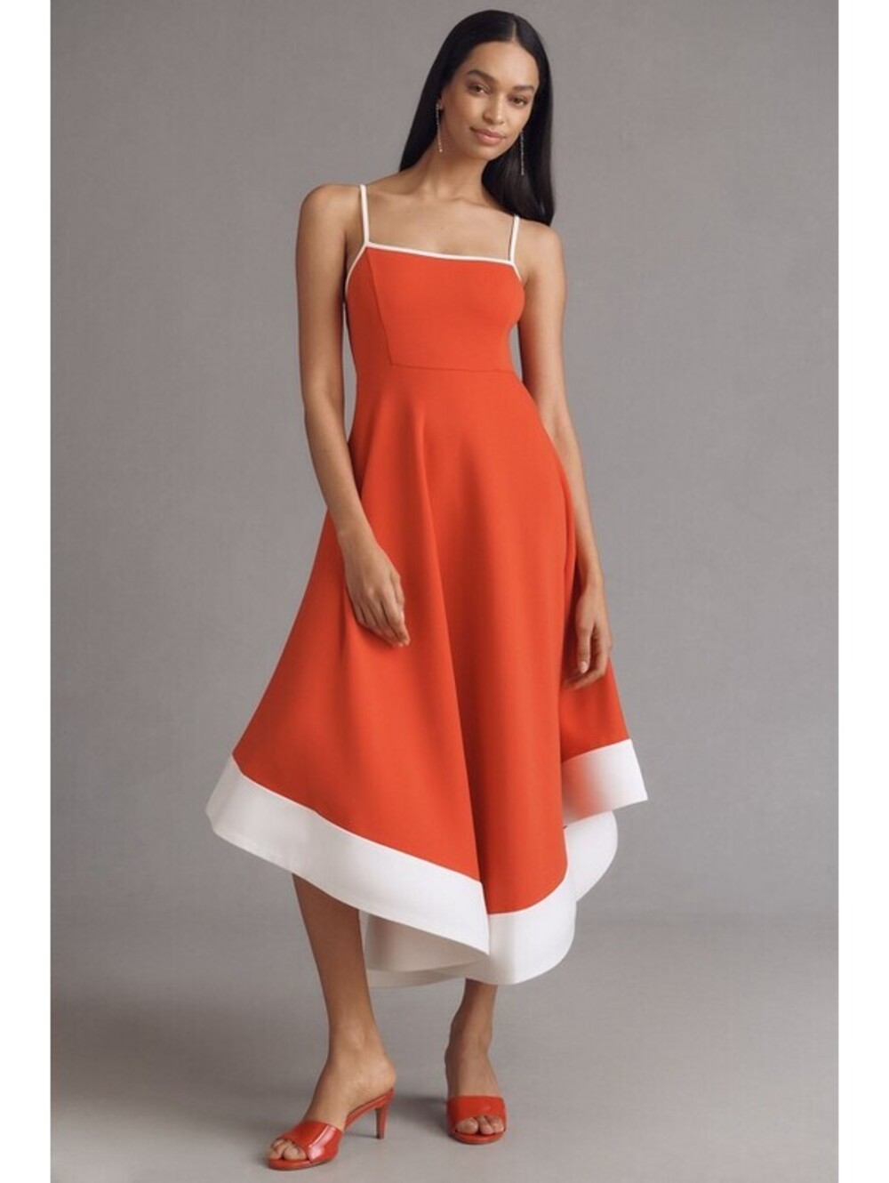 Anthropologie x Maeve - Red Colorblock Spaghetti Strap Midi Dress, Size XSP
